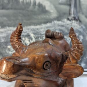 Handmade Wooden Bull Sculpture