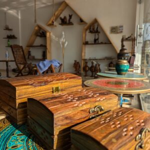 Lerili Megamall Carved Wooden Jewelry Box with Brass - Set of 3