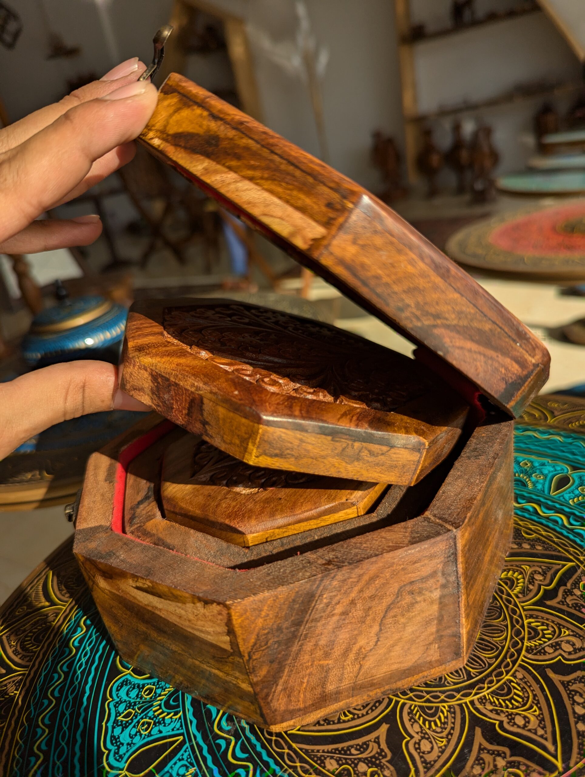 Floral Hexagon Jewelry Box - Set of 3