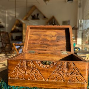 Lerili Megamall Carved Wooden Accessories Box with Brass