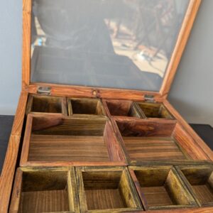 Lerili Megamall Handcrafted Wooden Carved Masala Box's with Glass Lid