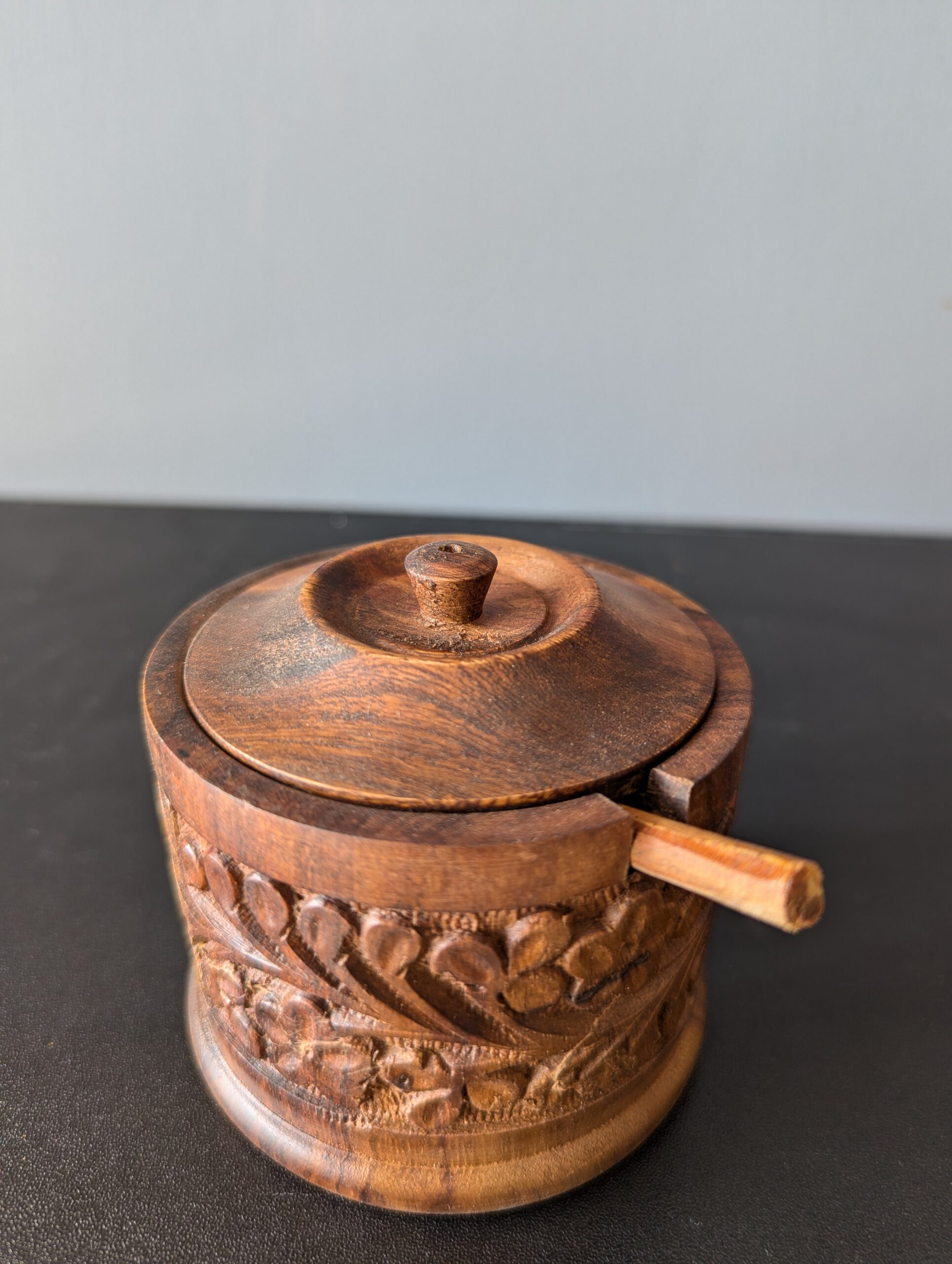 Lerili Megamall Handmade Carved Wooden SugarPot