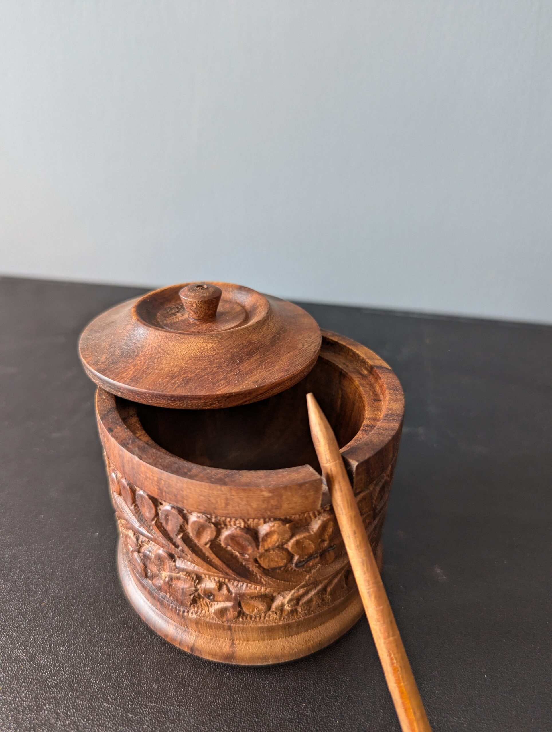 Lerili Megamall Handmade Carved Wooden SugarPot