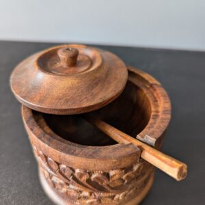 Lerili Megamall Handmade Carved Wooden SugarPot