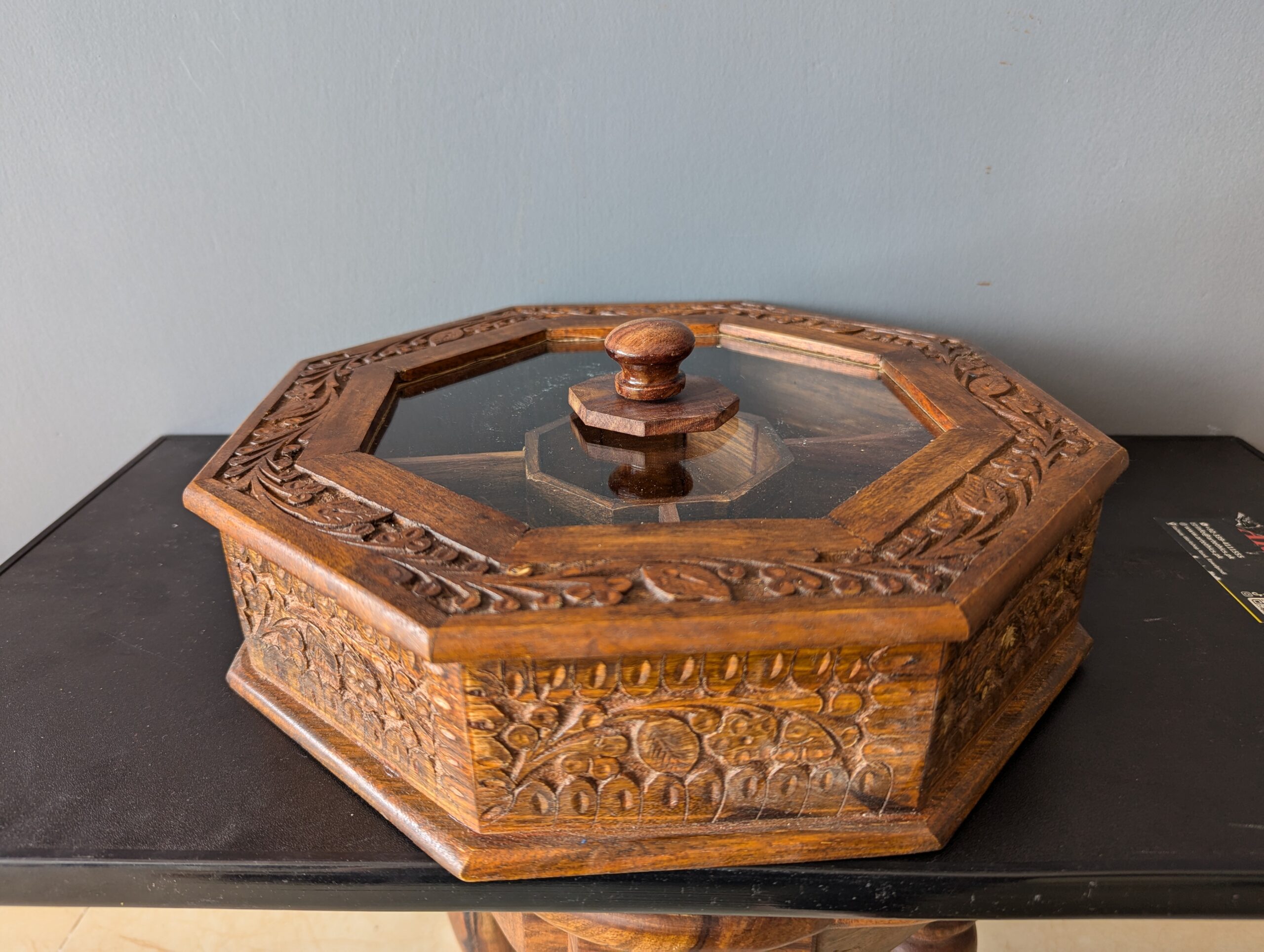 Handmade Sheesham premium Dry fruit Box – Carved & Brass Inlay Variants (31x31x10 cm) – Free Worldwide Delivery