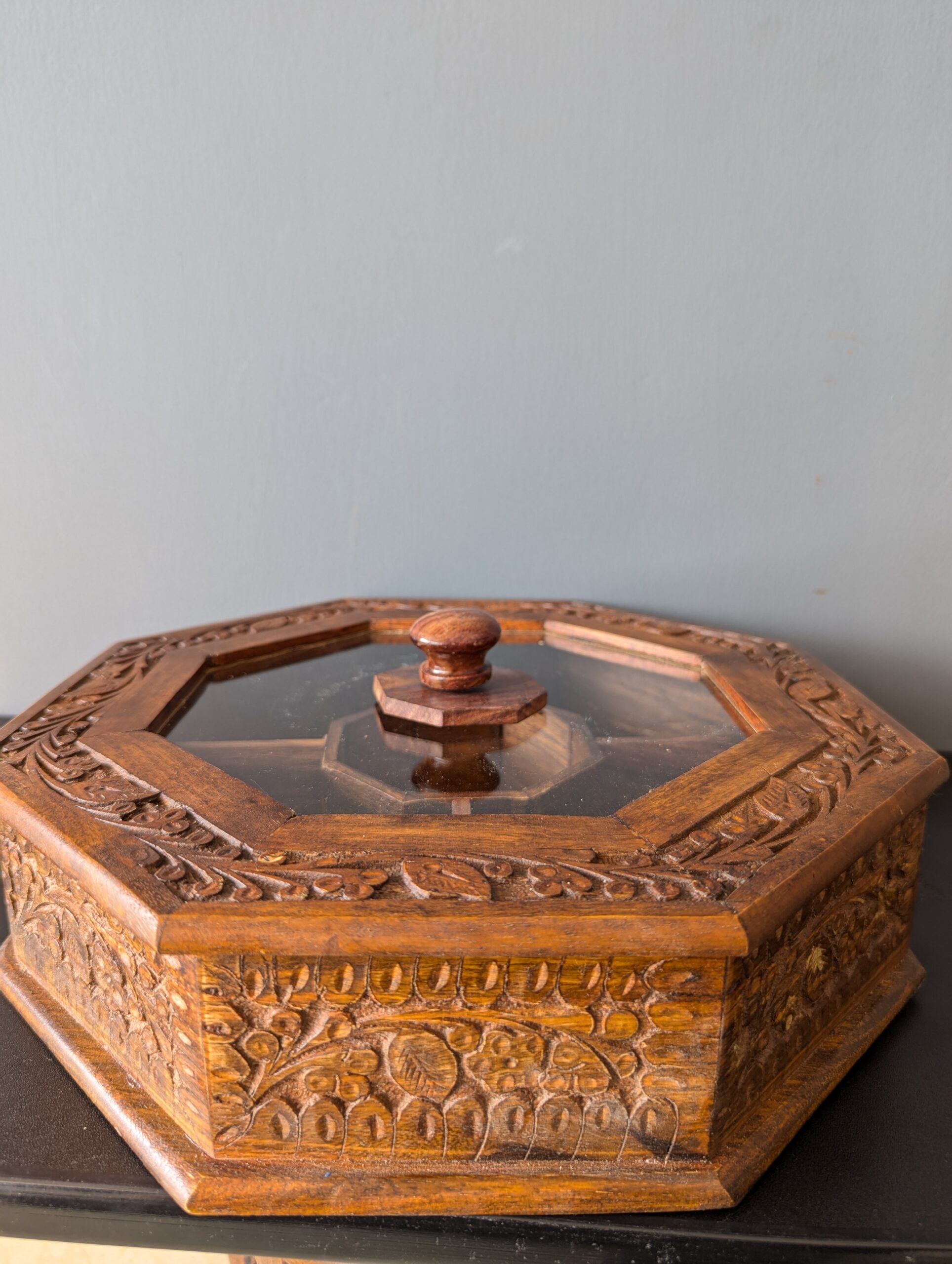 Handmade Sheesham premium Dry fruit Box – Carved & Brass Inlay Variants (31x31x10 cm) – Free Worldwide Delivery