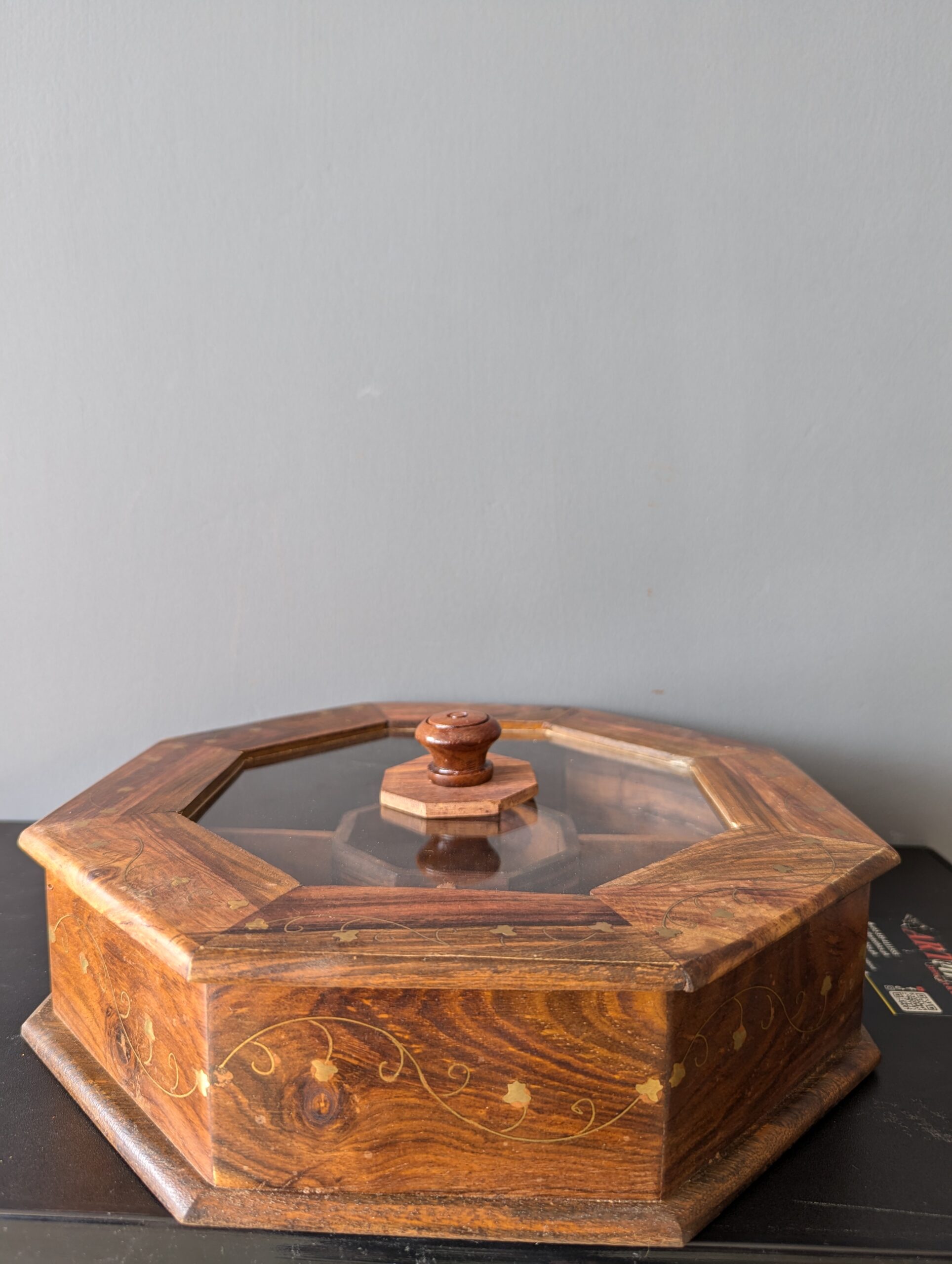 Handmade Sheesham premium Dry fruit Box – Carved & Brass Inlay Variants (31x31x10 cm) – Free Worldwide Delivery